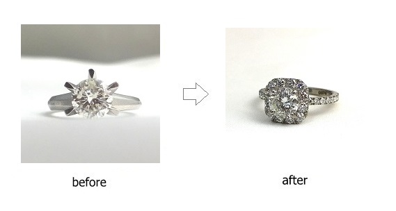 1.2ctのダイヤモンドの立爪の指輪のリフォーム、リモデル